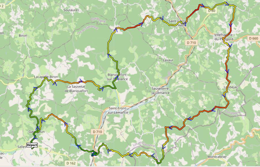 Circuit Bee's_La Balade des 3 frontières_72km_carte